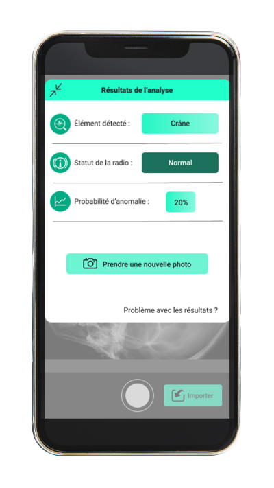 Aperçu de l'application lors des résultats de scan