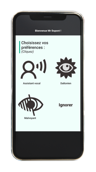 Aperçu de l'application sur les réglages